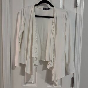 Sympli Open Jersey Top White Mosaic